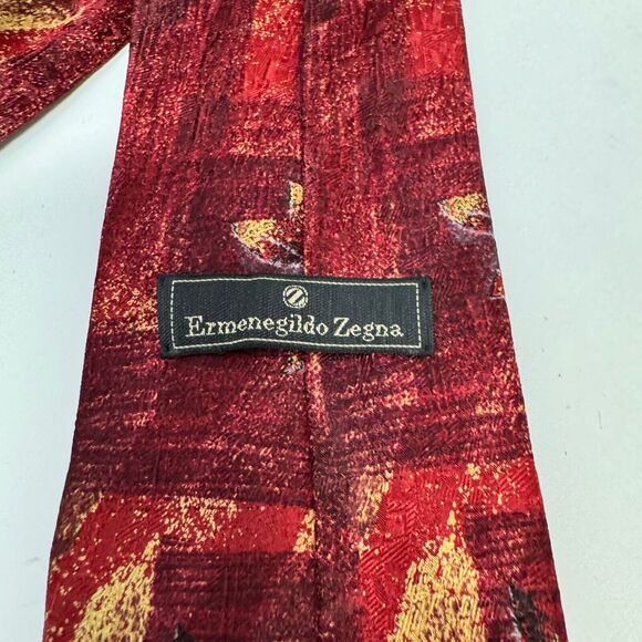 Ermenegildo Zegna-[Disegno Esclusivo]-100% Silk Tie Leaf Fall Red - Picture 4 of 4